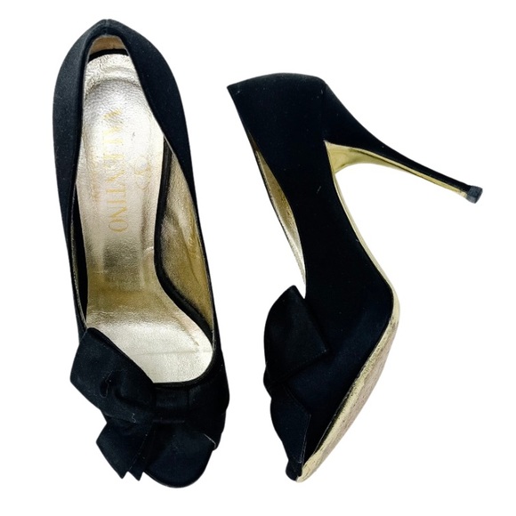 Valentino Garavani Shoes - Valentino Garavani Black Bow Peep Toe Heels Women’s 38